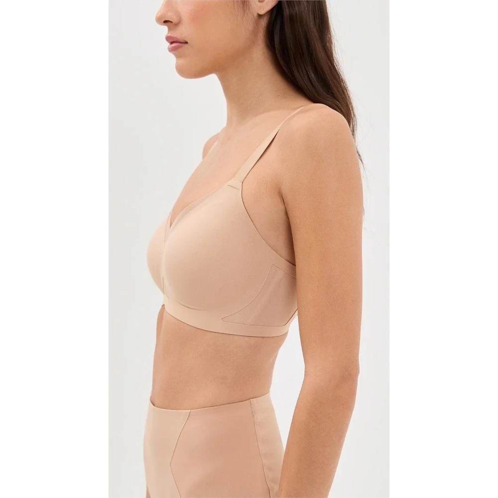 NWT Honeylove Crossover Bra Sz 1X Sand Beige Nude Wireless Mesh Seamless Support
